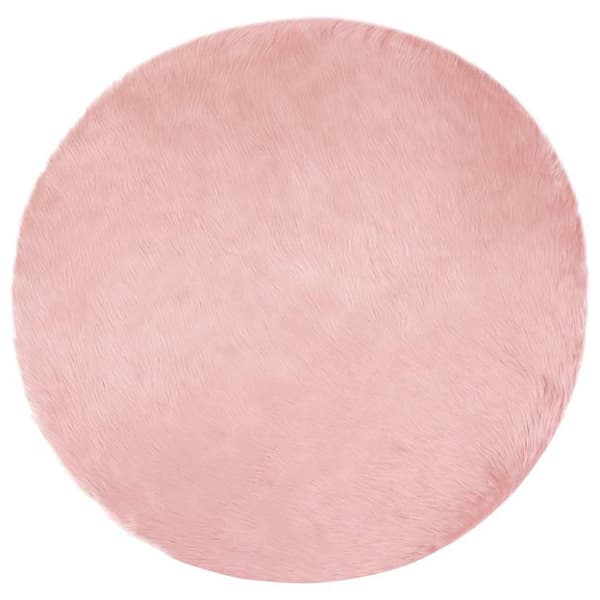 Fuskfäll matta TAFALLA Rosa Ø 80 cm Polyester