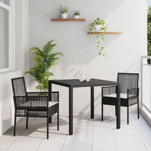 Trädgårdsmöbelset 3 pcs Svart konstrotting