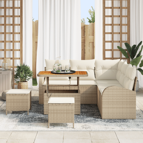 Trädgårdsoffset 8 st 7-Antal sittplatser Beige och gräddfärgad