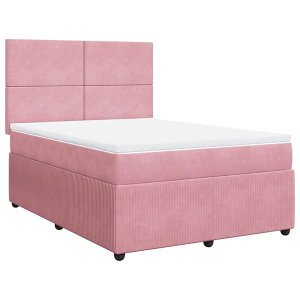 Ramsäng med madrass rosa 140x190 cm sammet