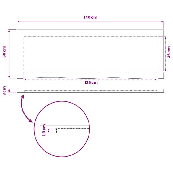 Rektangulärt Bordsskiva 90 x 50 x 3,5 cm Rektangulär Vit