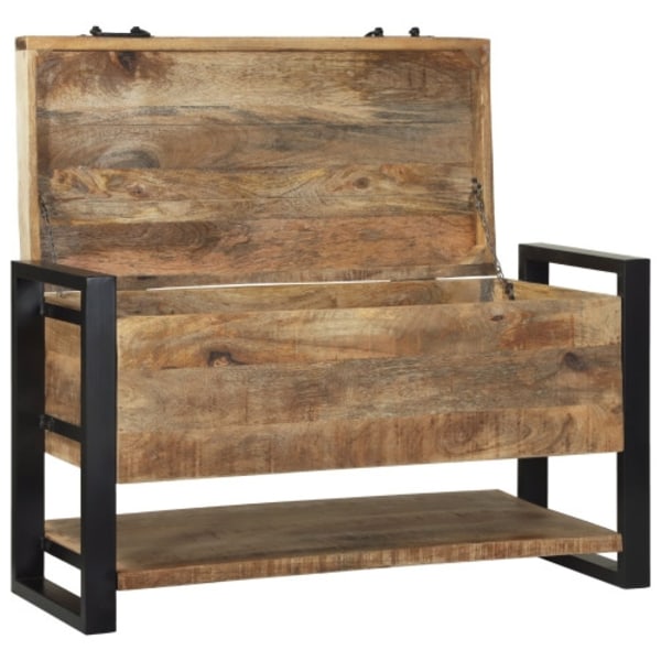 Förvaringsbox 80x35x45 cm Solid Rå Mango Trä