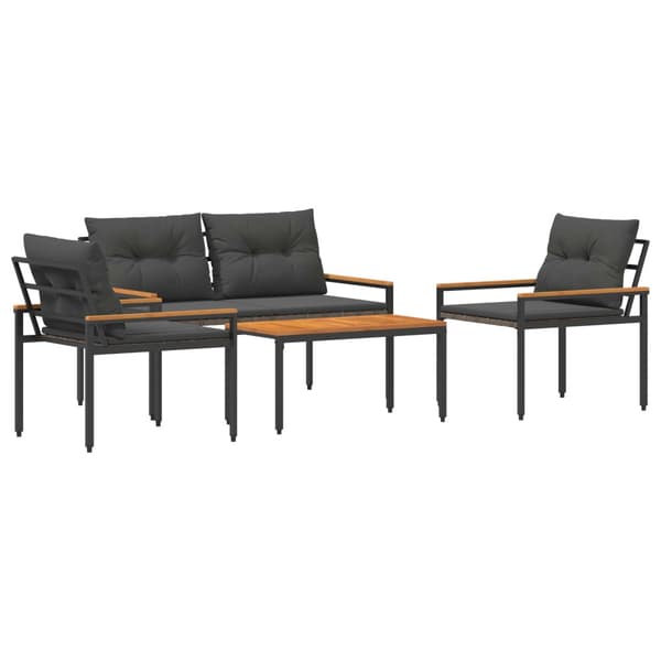 Utemöbelset 4 pcs Mörkgrå konstrotting