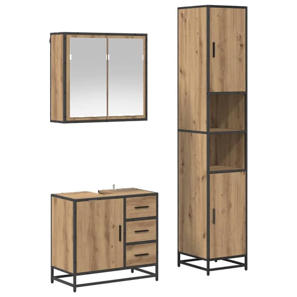 Badrumsmöbelset med låda 3 pcs Artisan Ek Konstruerat trä