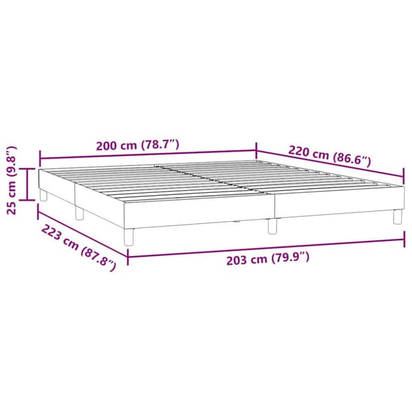 Sängram utan madrass ljusgrå 200x220 cm sammet