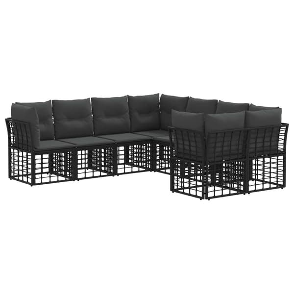 Utomhussoffset med kudde 8 pcs Svart och Mörkgrå Polyester