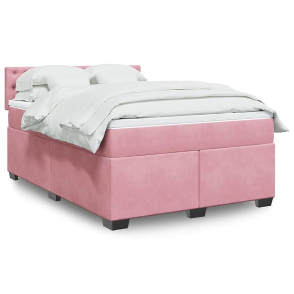 Ramsäng med madrass rosa 140x200 cm sammet