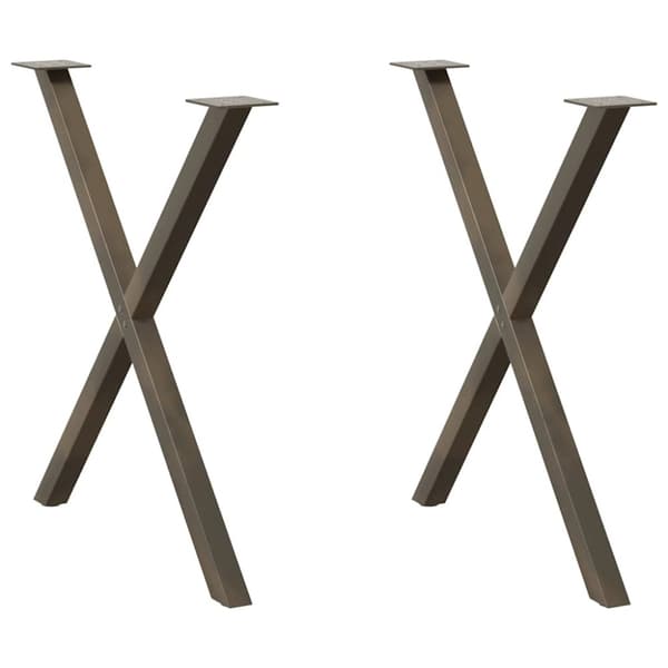 Matbordsben X-formade 2 st naturstål 70x(72-73) cm stål