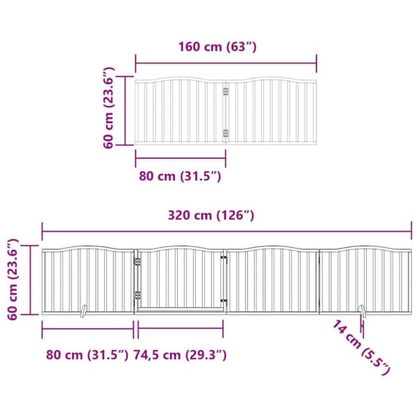 Hundgrind med dörr vikbar 12 paneler brun 960 cm poppel