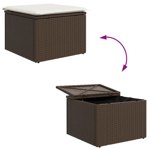 Trädgårdsoffset med kudde 4 pcs Brun och Kräm konstrotting