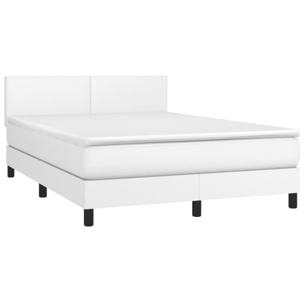 Ramsäng med madrass vit 140x190 cm konstläder