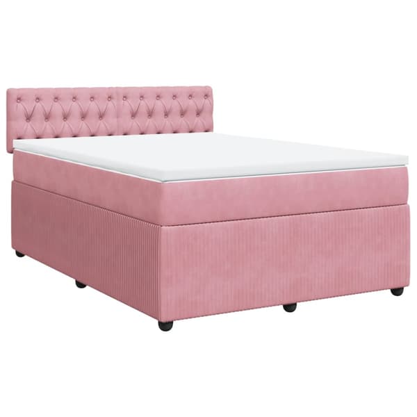 Ramsäng med madrass rosa 160x200 cm sammet