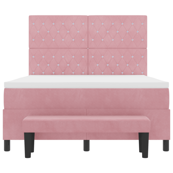 Bäddfjäder med huvudgavel Rosa 200 x 140 cm Sammet