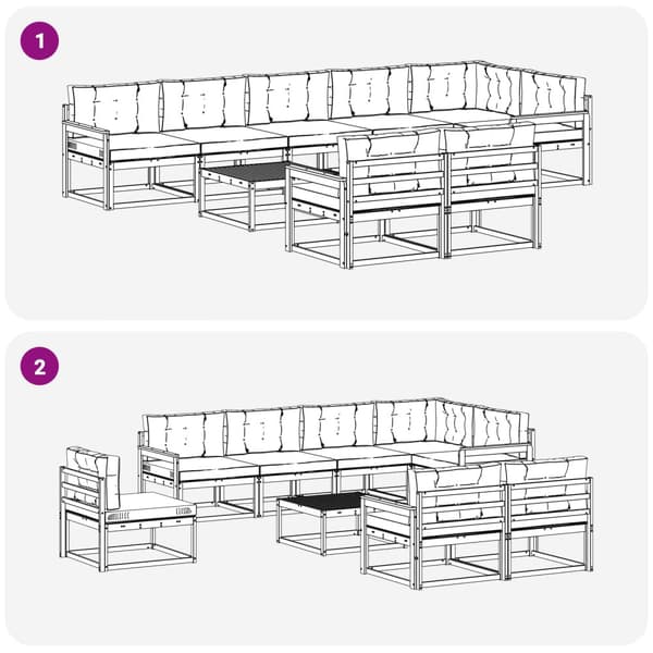 Utomhussoffset med kudde 9 pcs Naturlig och Antracit