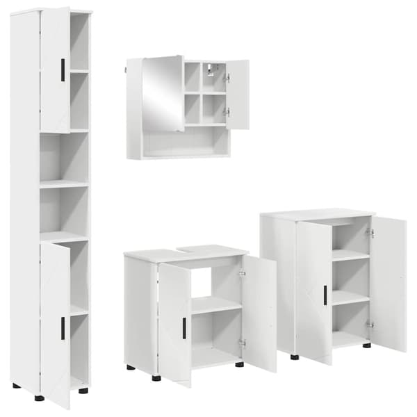 Badrumsmöbelset Väggmonterad 4 pcs Vit Konstruerat trä & Metall