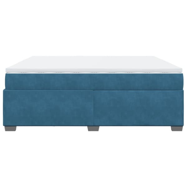 Ramsäng med madrass mörkblå 200x200 cm sammet