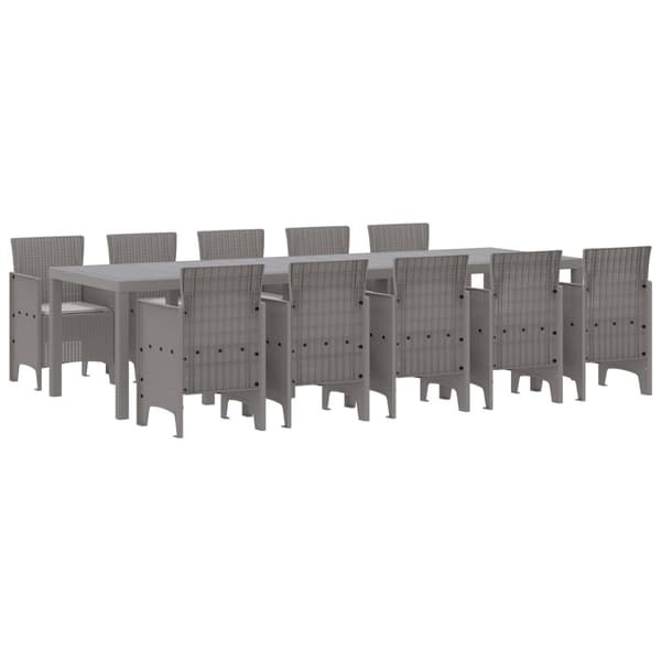 Trädgårdsmöbelset 11 st Ljusgrå Rattan och Aluminium