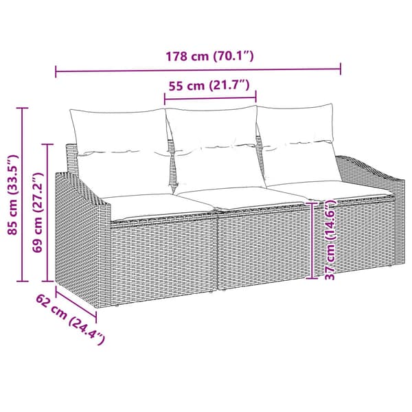 Trädgårdsoffset med kudde 3 pcs Beige och vit konstrotting