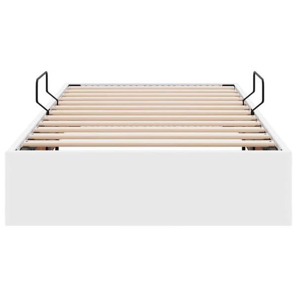 Ottoman Sängram med lagring Ren Vit 90 x 200 cm Konstläder