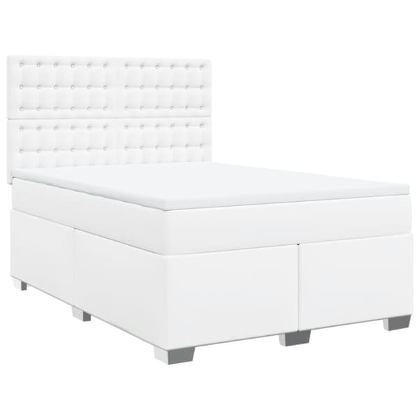 Ramsäng med madrass vit 140x190 cm konstläder