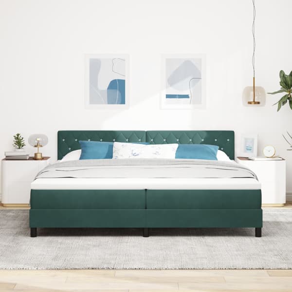 Bäddfjäder med madrass Mörkgrön 200 x 200 cm Sammet