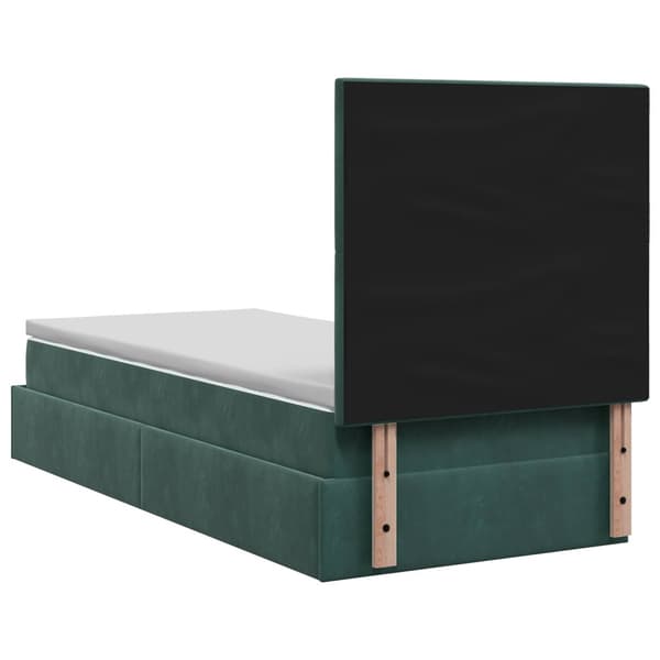 Ottoman säng med madrass Mörkgrön 90 x 190 cm Sammet