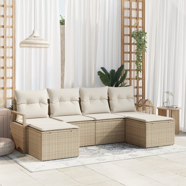 Soffset 6 st Beige och gräddfärgad konstrotting