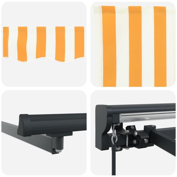 Manuell markisram med LED-lampor Gul, Vit, Antracit 3 x 2,5 m