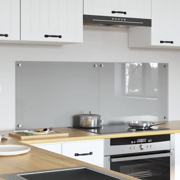 Köksskydd 2 pcs Ljusgrå 70 x 50 cm härdat glas
