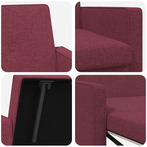 Pull Out Sofa Bed Vinröd Tyg