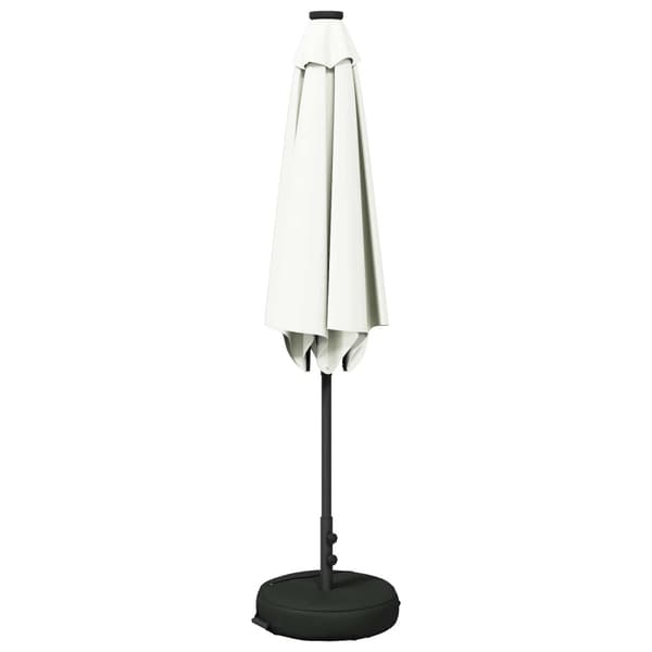 Trädgårdsparasol med LED Lampor 300 x 300 cm Polyester Gräddvit