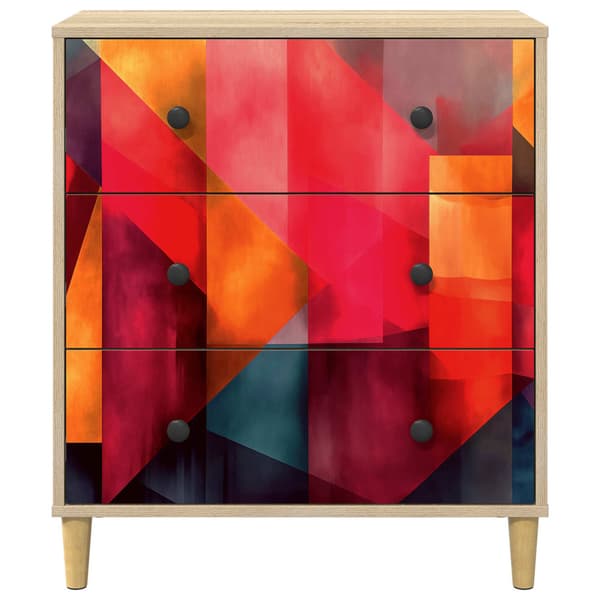 Kommode HEESCH Färgglad blocktryck 66 x 36,5 x 75 cm Sonoma-ek