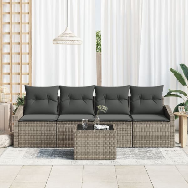 Soffset med kudde med lagring 5 pcs Grå konstrotting