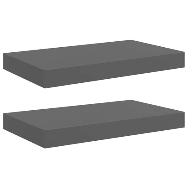 Svävande vägghyllor 2 st grå högglans 40x23x3,8 cm MDF