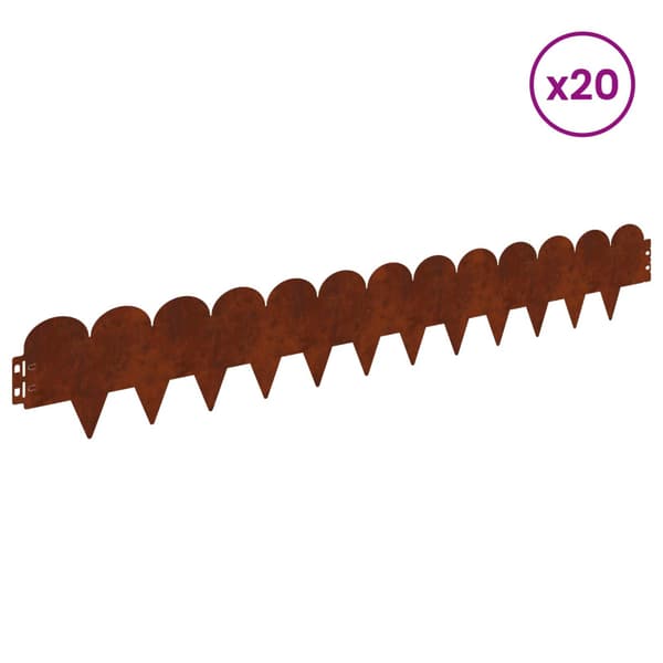 Kant för gräsmatta 20 pcs 103 x 15 cm Stål Rostig