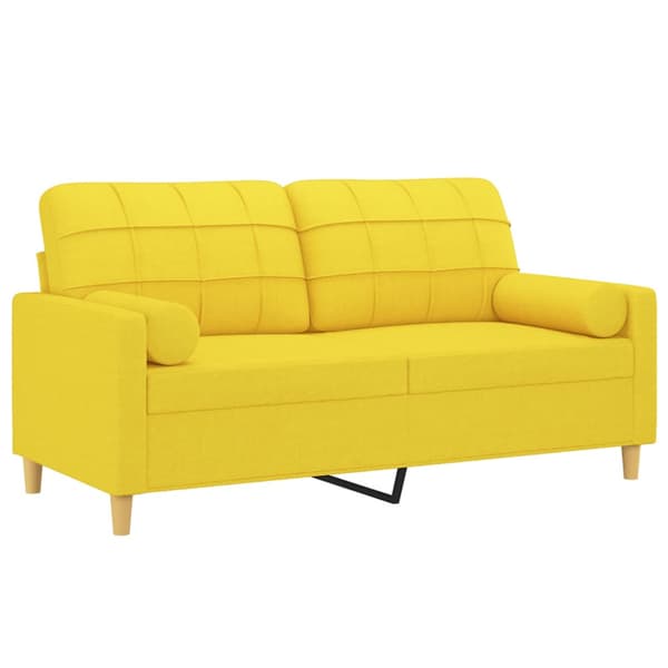 2-sits soffa med prydnadskuddar ljusgul 140 cm tyg