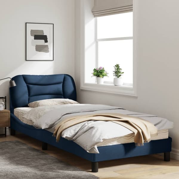 Bed Frame without Mattress "Hvar" Blue 90x190 cm Fabric