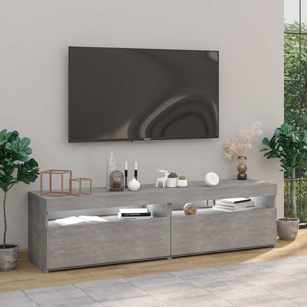 Tv-bänkar med LED-belysning 2 st betonggrå 75x35x40 cm