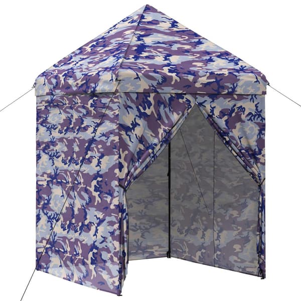 Pop-up Gazebo med 4 Sidoväggar 2 x 2 m Blå Kamouflage