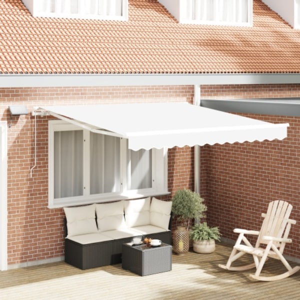 Manuell Utdragbar Markis med LED Vit 300x250 cm