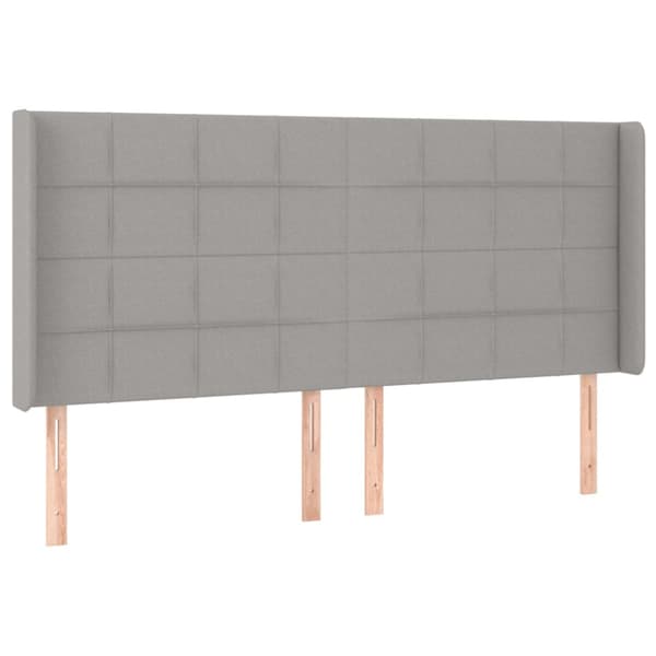 Sänggavel LED ljusgrå 183x16x118/128 cm tyg