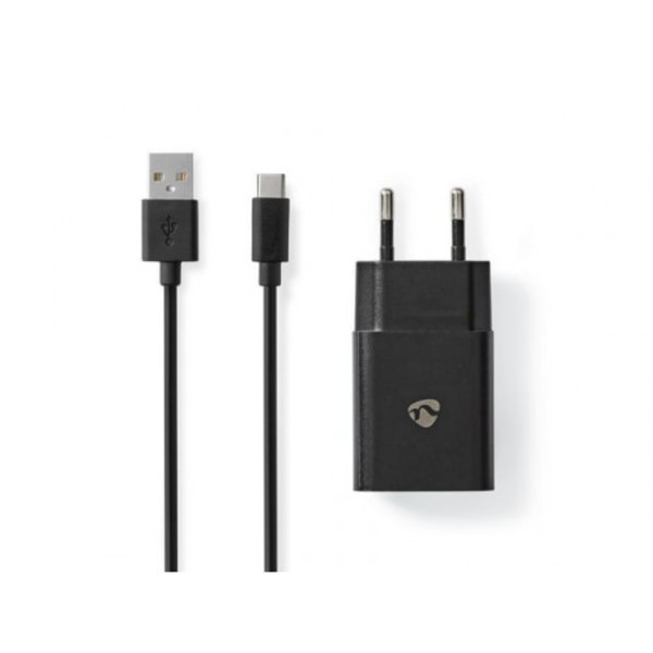 Laddare vägg NEDIS 2.4 A USB-C 1m svart Svart