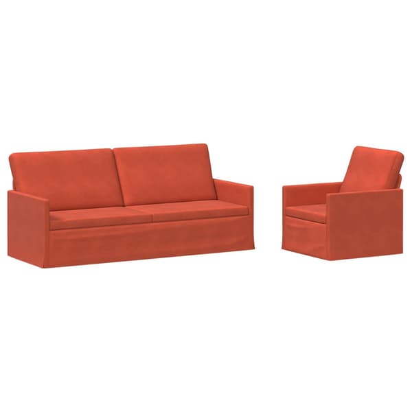 Soffset 2 st Röd orange Kordread tyg