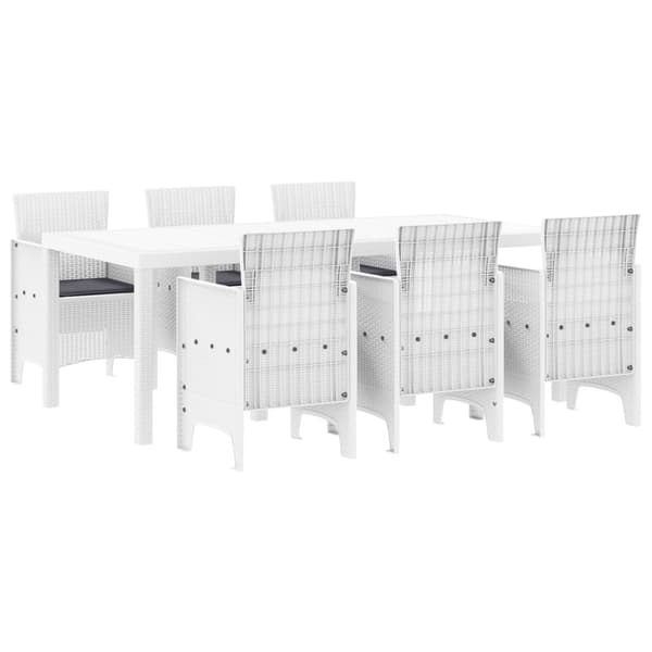 Trädgårdsmöbelset 7 pcs Vit Polypropylen