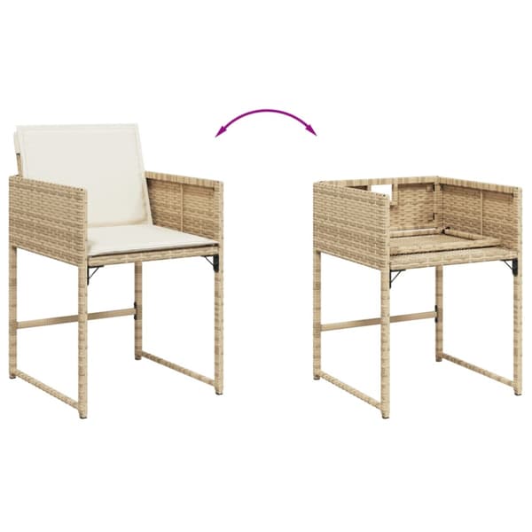 Trädgårdsstolar med dynor 4 st beige konstrotting