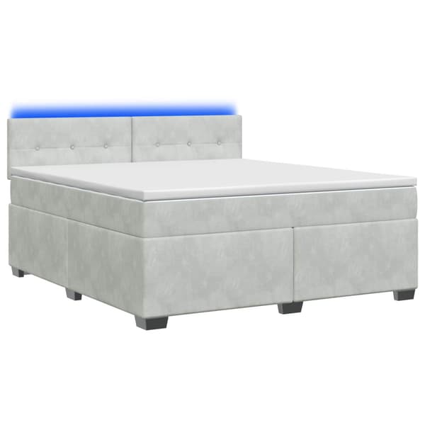 Boxspring säng med madrass och LED Ljusgrå 180 x 200 cm Sammet