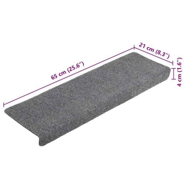 Trappmattor självhäftande 20 st 65x21x4 cm ljusgrå rektangulär kant