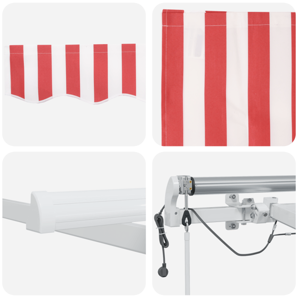 Utfällbar markis Röd och Vit 500 × 300 cm Polyester och metall