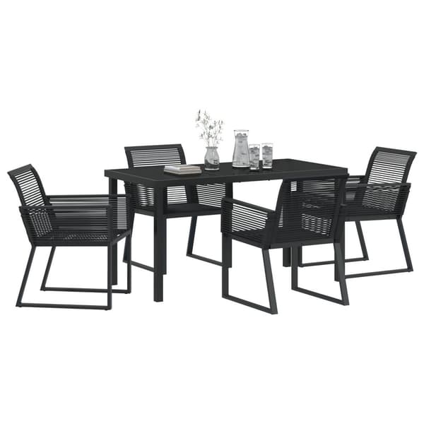 Trädgårdsmöbelset 5 pcs Svart Pulverlackerat stål
