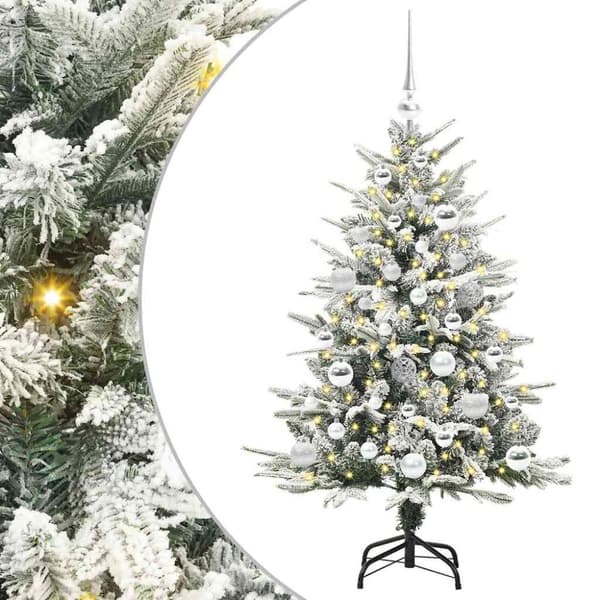 Konstgjord Förbelyst Julgran med Bollsats Grön 120 cm